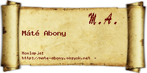 Máté Abony névjegykártya